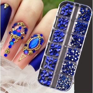 TEMU 1000+ Teile 12-Gitter Nail Art Strass-Set, 3D Glas Flatback Kristall AB Steine, Multi-Form Nail Art Dekorationen für DIY Maniküre & Basteln, Ungeparfümt