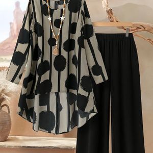 TEMU Modischer Damenanzug mit Eleganter Druckmuster