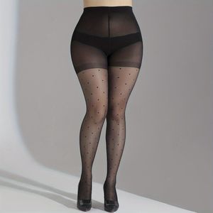 TEMU Schicke Damen-Polka-Dot-Strumpfhosen - Hohe Taille, Dehnbare Nylon-Strumpfhosen für Frühling & Sommer, Maschinenwaschbar, Dünn, Sexy