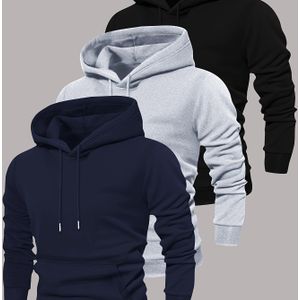 TEMU 3er-Pack Kapuzenpullover mit Ärmeln, Kängurutasche und Kordelzug, -Hoodies für Herren für Frühling und Herbst, - und Sportbekleidung