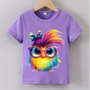 TEMU Sommer-T-Shirt für Mädchen mit ""Schönen bunten Vögeln""-Druck, kurzärmlig