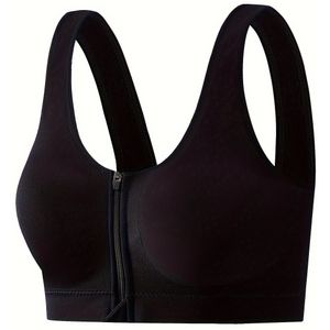 TEMU Sport-BH in Übergröße, Damen, einfarbig, Reißverschluss, nahtlos, stoßfest, Bralette