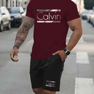 TEMU Herren Casual Zweiteiliger Sommer Sportswear Set - Schwarzer T-Shirt mit Druck, Shorts mit Reißverschluss Tasche, Polyester Stoff, Kurzarm, , Outdoor Sportswear||Stretchy Stoff