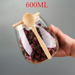 TEMU 2 Stück (Glas + Löffel) 1 Set: Versiegelter Glasbehälter mit Löffel - für Kaffee, Zucker, Tee, Salz und Gewürze | Küchenorganizer für Zuhause, Restaurant und Imbisswagen
