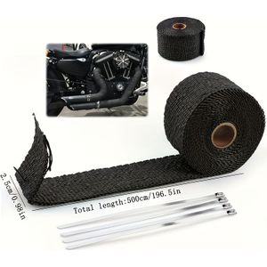 TEMU 196.5 Zoll Hochtemperatur-Glasfaserband - Hitzebeständig bis , Langlebige Isolierfolie für Automobil- & Motorradabgase, Metallflächen & Rohre, Passend