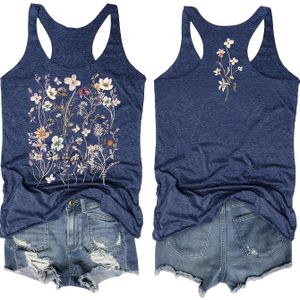 TEMU Damentanktop mit Blumenmuster - Lässiger Rundhalsausschnitt, Ärmellos, Polyester-Mischung, Maschinenwaschbar, Erhältlich in Schwarz und Dunkelgrau