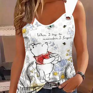TEMU Damen Plus Size Casual Fashion Winnie the Muster 3D Druck Schnalle Tank Top.
