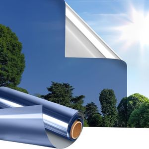 TEMU 1 Rolle Fenster-Sichtschutzfolie Einweg-Fensterfolie, statisch haftende Sonnenschutz-Anti-UV-Glastür-Fensterabdeckung, reflektierende Spiegel-Wärmeschutzfolie für Zuhause und Büro