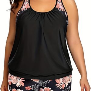 TEMU Tankini mit Blumenmuster, Zweiteiliger Badeanzug