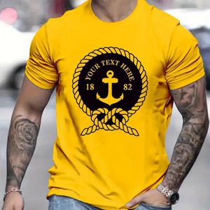 TEMU Anker Druck Herren Kurzarm Rundhalsausschnitt T-Shirts, Bequeme Atmungsaktive Lässige Dehnbare Oberteile, Herrenbekleidung