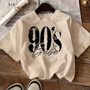TEMU Damen-T-Shirt mit 90er-Jahre-Design, Grafikdruck, lässiger Rundhalsausschnitt, geometrisches Muster, Länge, Polyester-Strickstoff, 180g/m², für alle Jahreszeiten