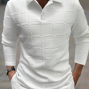 TEMU Neue Herren-Poloshirts für Frühling und Herbst, stilvolle und lässige Strick-Jacquard-T-Shirts für Herren.