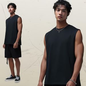 TEMU Herren Solides Tanktop, Lässiges Rundhals-Ärmelloses Oberteil, Herrenbekleidung für den Sommer im Freien