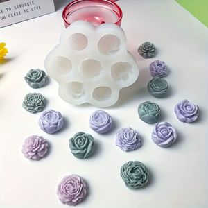 TEMU Silikonform mit Rosenblütenmuster, 7-Hohlräume 3D Blumenform Silikonform für DIY-Kunsthandwerk, Seifenherstellung, Kerzenherstellung, - Langlebig, leicht zu verwenden, 1 Stück