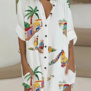 TEMU -Print-Kleid für Damen in Übergröße - lässiges Polyester-Kleid mit Raglan-Armen, Farbblock-Design und ausgestelltem Saum für alle Jahreszeiten