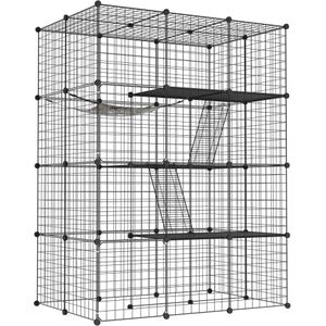 TEMU DIY Außenkatzenkäfig mit Dichtem Metallgitterleiter für 1-2 Kleintiere