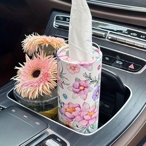 TEMU Auto-Taschentuchhalter mit Gesichtstuch - 1-teilige Reise-Taschentuchbox für den Auto-Getränkehalter, Auto-Taschentuchbehälter (pink)