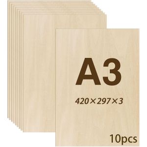 TEMU TOCOME 10 Stück 3mm Buchenholz Sperrholz Holzpaneele, A3 Größe, ungeladen, für Handwerksarbeiten, DIY Holzbearbeitung, Laserbearbeitung, Thermografie, Modellbau, Geschenke, Dekoration, Malerei