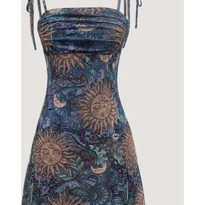 TEMU Damen Mittellange Camisole Kleid mit Netzdruck