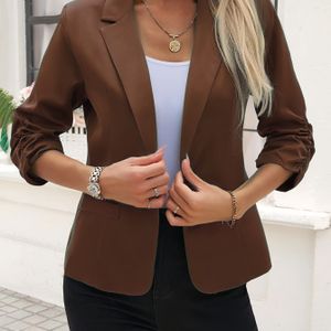 TEMU 1 Stück Damen Casual Einfarbig Polyester Blazer - Lockere Passform Langarm Jacke mit Einzige Knopf , Gewebter Polyester Futter, Vielseitig für alle Jahreszeiten