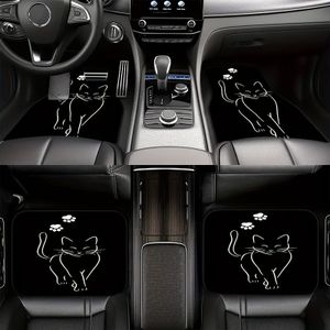 TEMU 4 Schwarze Katzen Auto-Fußmatten, Auto - und Rücksitz-Fußmatten, Auto-Innenraum, Staubdichte - und Rücksitzmatten, Autozubehör Schutz und Rutschfeste Dekoration