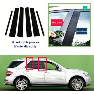 TEMU 6er-Set Passend für Mercedes W164 2006 2007 2008 2009 2010 2011 Glänzend Schwarze Säulenverkleidungen Türseite Fensterdekoration