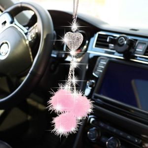 TEMU Verschönern Sie Ihr Mit Glitzernden Aus Strasssteinen Und Plüschball-Autoornament - Das Perfekte Autozubehör-Geschenk Für Frauen Und Mädchen!