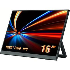 TEMU Anmite 16 Zoll tragbarer Monitor S1200P HDR 16:10 mit geringem Blaulichtanteil für / PS5/ Switch/ Mobiltelefon/ Computer/ Laptop Erweiterung