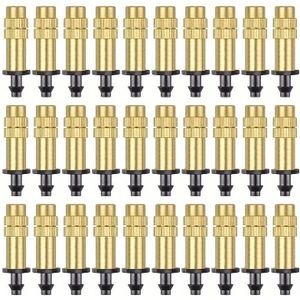 TEMU 30 Stück, Einstellbare Kupfer-Atomisierdüse Tropfbewässerung Sprayer 4/7mm Atomisierender Mikrosprinkler Gartenkühlung Bewässerungsausrüstung Für Rasen Gemüse Gewächshaus