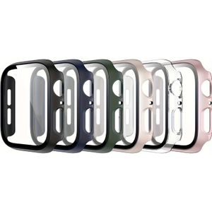 TEMU Hart-PC-Gehäuse mit HD-gehärtetem Glas-Bildschirmschutz, kompatibel mit Apple /7/SE/6/5/4, ultradünne kratzfeste Gesamtschutzhülle für die iWatch 41MM/45MM 40MM/44MM