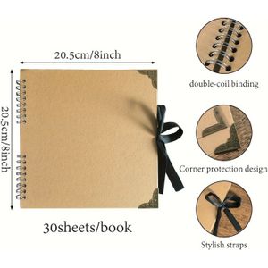 TEMU 30 Blatt Album mit Schleife, 8X8 Zoll Tagebuch für DIY Craft, Memory Keeping, Jubiläum, Hochzeit, Reise, Baby Taufe - Ballon Design