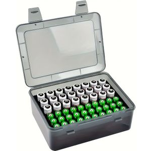 TEMU Langlebige PP-Material Batterie-Aufbewahrungsbox, Fassung für 54 AA AAA-Batterien, Haushalts- und Garagen-Schubladenorganisator Verteiler - Keine Batterien Enthalten