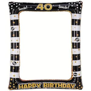 TEMU 1 Stück 40. Geburtstag Aufblasbarer Fotoautomat Rahmen - und Kunststoff Fotoautomat für Jubiläumsfeiern - Federn Partydekoration für Männer und Frauen