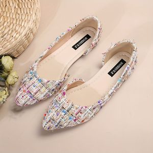 TEMU Damens Elegante Slip-On Spitze Zehenflachschuhe - Leichtes Atmungsaktives Stoffobermaterial mit Gepolsterter PU-Einlegesohle & Gummisohle, Karierte Freizeitschuhe für den Frühling