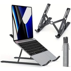TEMU Aluminium-Legierungs-Laptop-Ständer, verstellbarer, ergonomischer, faltbarer, tragbarer Desktop-Halter, kompatibel mit 10-15,6 MacBook, iPad, HP, Dell, Lenovo Geräten.