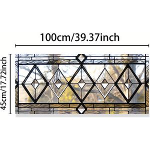 TEMU 1 Stück Moderne -Geometrische Verglaste Glasfensterfolie, PVC-Statik-Privatsphäre-Dekor für Wohnzimmer/Schlafzimmer/Küche/Badezimmer/Balkon/Büro, 39,3"" x 17,71"", zeitloser Stil, Heimdekoration