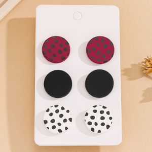 TEMU Drei Paar Damenohrringe mit Frühlingsdruck Rundes Muster in und Drachenfrucht-Acryl, Tonstruktur, Niedliche Vintage Feiertagsparty Geschenk