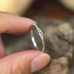TEMU 1,3 g Vintage S925 Sterlingsilber runder geometrischer Schmuckring für Frauen