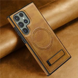 TEMU Passend für Galaxy S25 S24 Ultra S23 Plus Magnetische Kunstleder Handyhülle mit Halterung, Kompatibel mit, Stoßfeste Schutzhülle