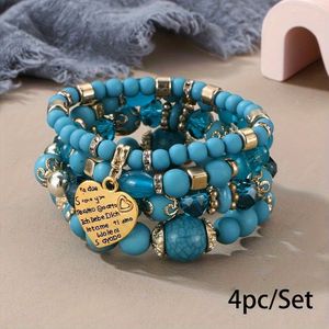 TEMU Herz Charm Perlen geschichtetes Armband-Set Pompomia Armband Charm Vintage-Schmuck Valentinstagsgeschenk Weihnachtsgeschenk