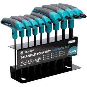 TEMU LIBRATON T- Torx-Schlüsselset, 9-teiliges Torx-Sternschlüsselset T10-T50 mit Zweispitz-Design für Torx-Schrauben, ideal für Auto-Fahrrad-Reparaturwerkzeuge