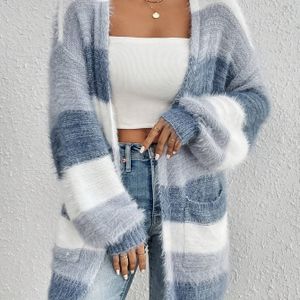 TEMU Farbblock-Cardigan mit überschnittenen Schultern, eleganter Cardigan mit offener Vorderseite und für Herbst und Winter, Damenbekleidung