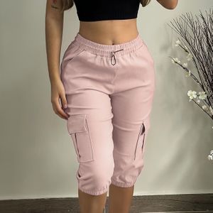 TEMU Caprihose mit Klappentasche, Cargohose, lässige, einfarbige, sportliche Hose mit Kordelzug, Damenbekleidung