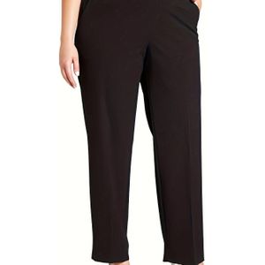 TEMU Plus Size Stretchy Straight Leg Pants - Schwarz, Bequem, , Frühling/Sommer Mode, Freizeitkleidung | Gerade Beinhose | Dehnbarer Stoff