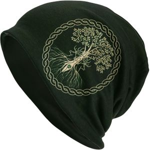 TEMU Wikinger Keltischer Beanie - Leicht, Dehnbarer Polyester-Mix, Retro-Stil Skimütze für Männer