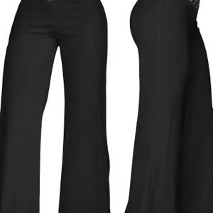 TEMU Sommer-Langhosen, Elegante Damen-Weite Bein-Hose mit Ausgestelltem Saum