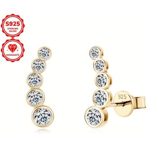 TEMU Elegante 925 Sterling Silber Moissanite Tropfen Ohrringe mit 3,5 mm, 3 mm, 2,5 mm, 2,2 mm, 2 mm Steinen - Tägliche und Hochzeitsanlässe - 1,