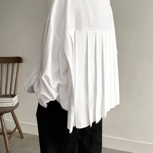 TEMU Ein unifarbenes, modisches Langarmshirt mit Knöpfen vorne, lässiges Langarmshirt mit Falten am Rücken, Damenbekleidung.