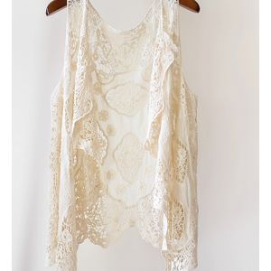 TEMU Boho-Ärmelloses Cardigan für Damen - V-Ausschnitt, geometrisches Muster, leichter Sommer-Scarf mit hohlen Details, für den , Strand-Überwurf, Strand-Scarf|Urlaubsstil|Boho-Chi