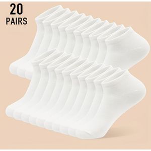 TEMU 10/20 Paar Damen Klassische Einfarbige Knöchelsocken - Weiche Atmungsaktive Socken für & Sport, Minimalistisches Design in Weiß, Bequeme Vielseitige Socken aus Weichem Stoff